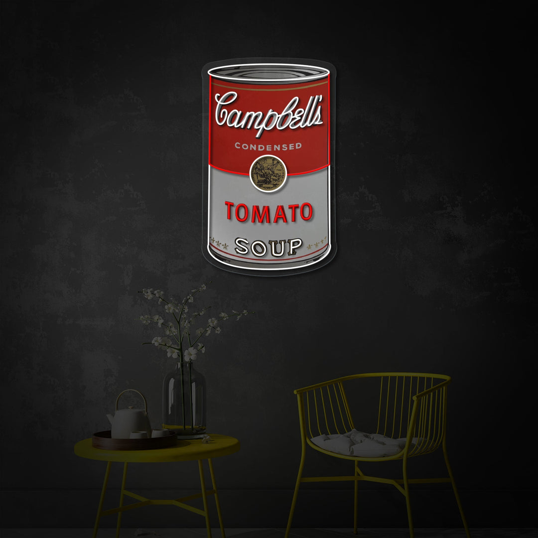"Tomaattikeitto, pop -taide" UV-tulostettu LED-neonkyltti