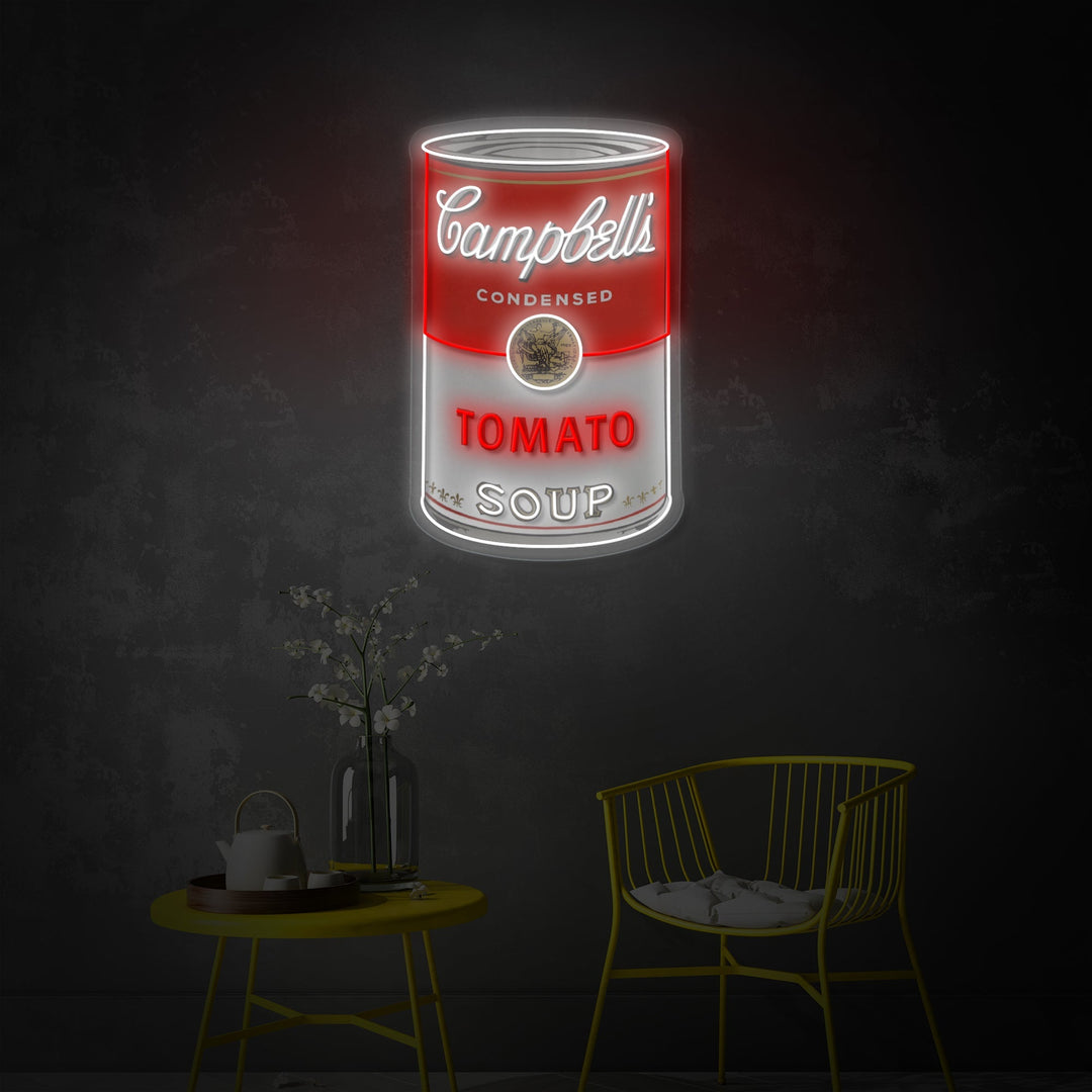 "Tomaattikeitto, pop -taide" UV-tulostettu LED-neonkyltti