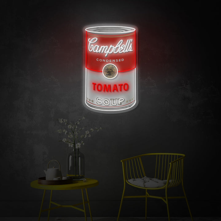 "Tomaattikeitto, pop -taide" UV-tulostettu LED-neonkyltti