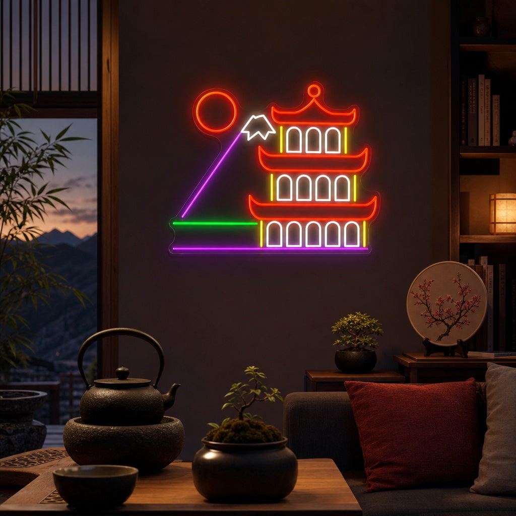 perinteinen japanilainen rakennus Neonkyltti, Japanilainen neon merkki