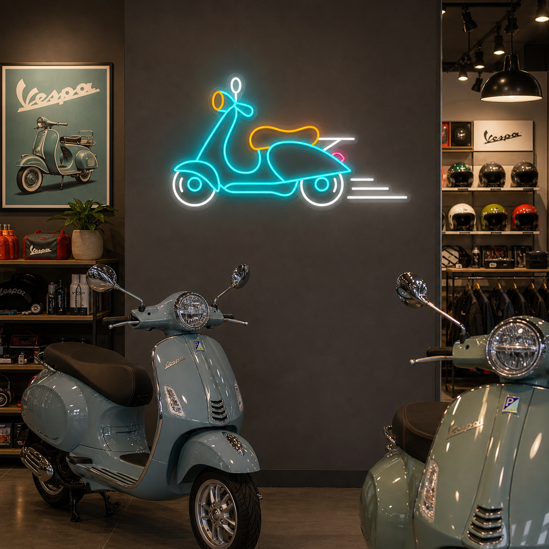 "Vintage Vespa-Moottoripyörä" Neonkyltti