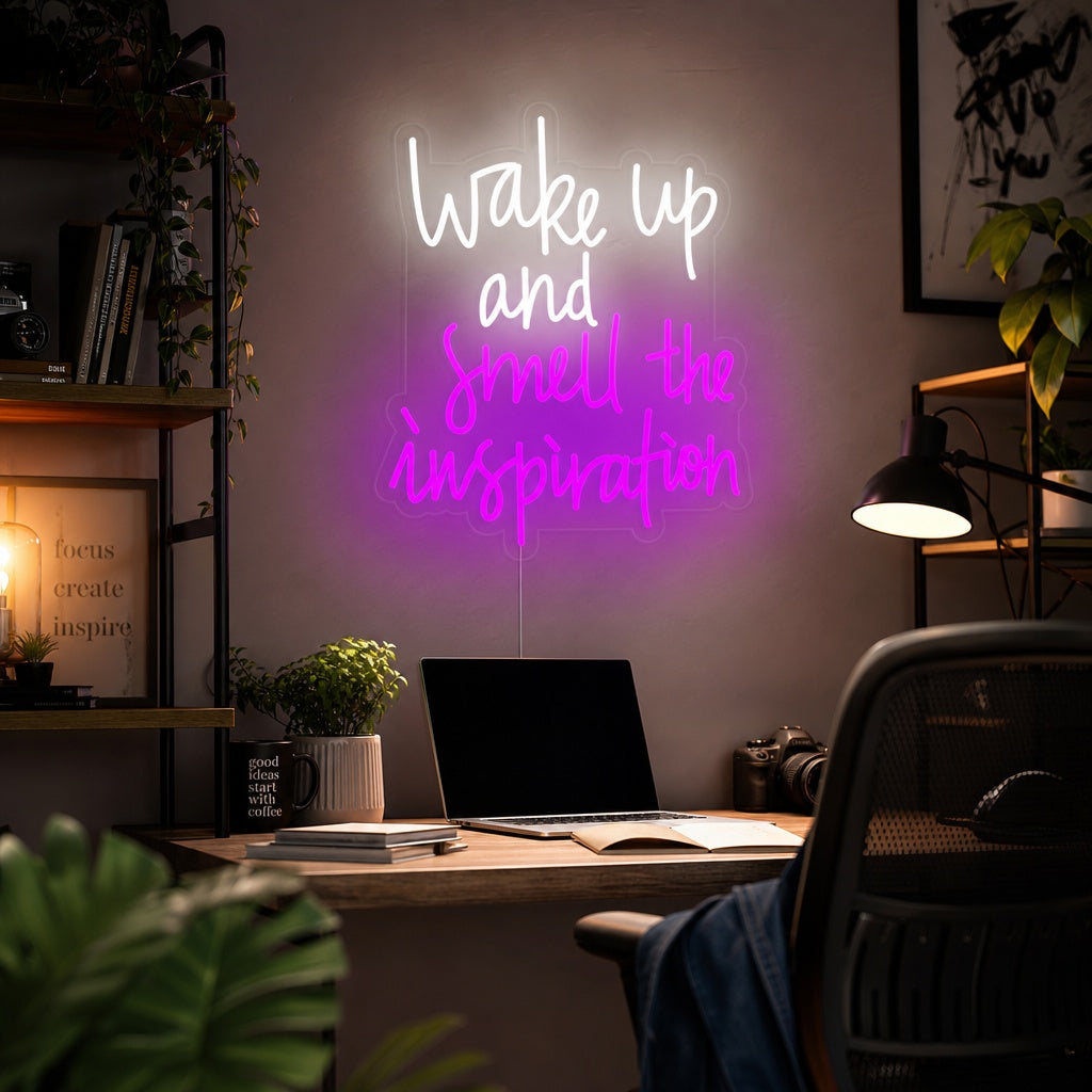 "Wake Up and Smell the Inspiration" Neonkyltti