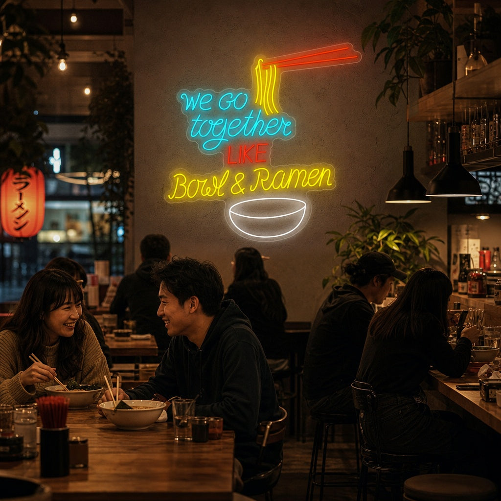 We Go Together Like Bowl And Ramen Neonkyltti, Japanilainen ravintola sisustus