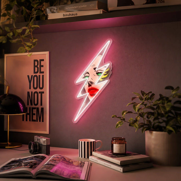 "Naisen salama" UV-tulostettu LED-neonkyltti