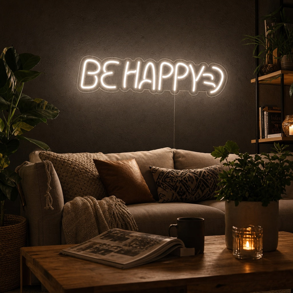 "Be Happy" Neonkyltti