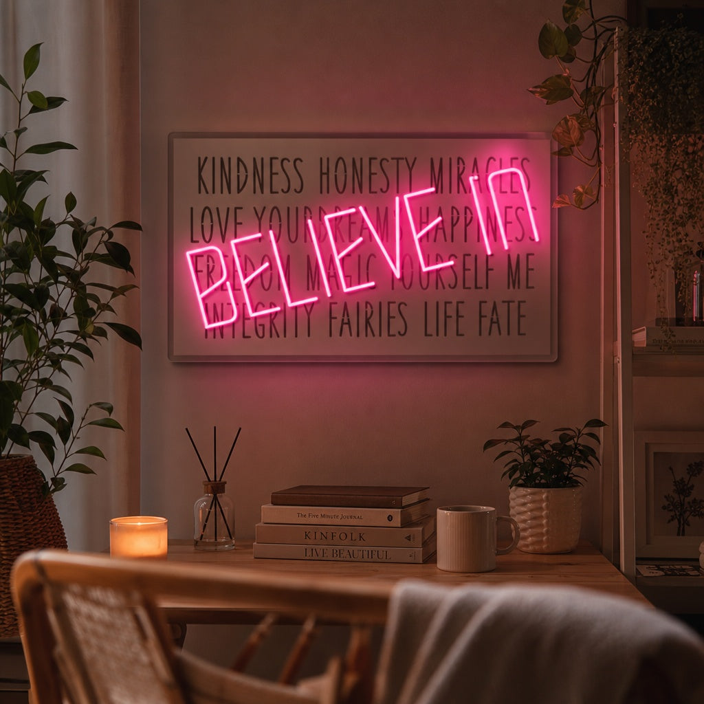 "Believe In" Neonkyltti