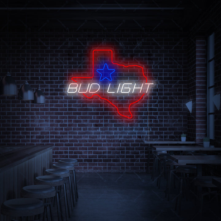 "Bud Light Texas Star" Neonkyltti