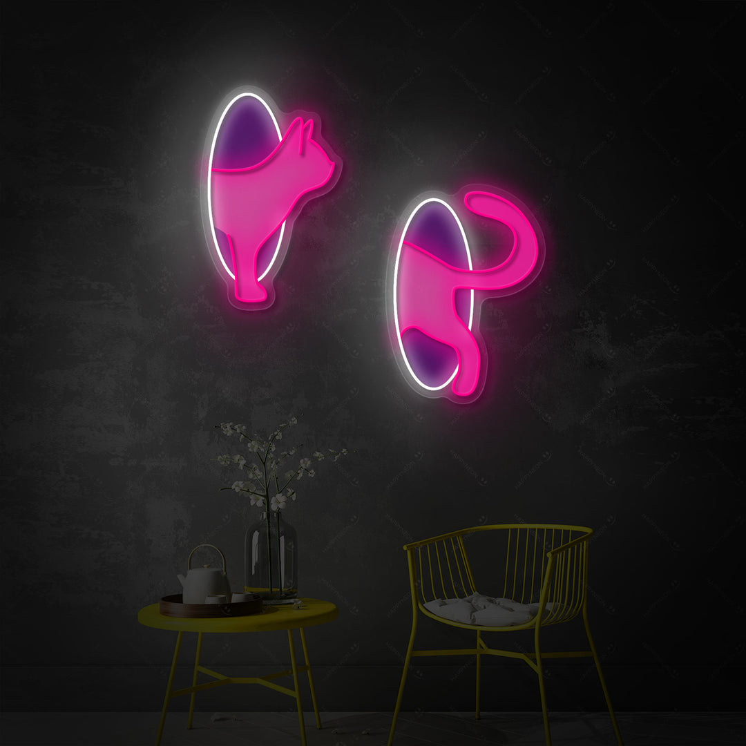 "Kissa portaalissa" Neonkyltti