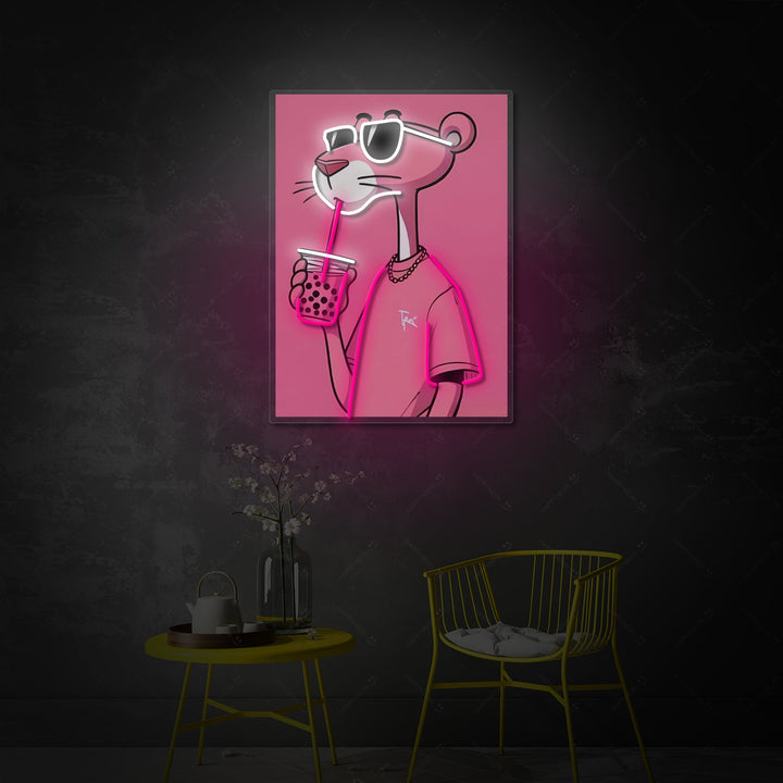 "Cool Panther Boba Vibes" Neonkyltti