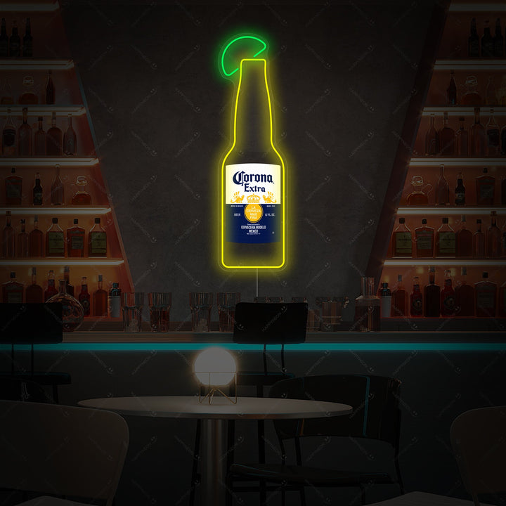 "Corona olutpullo" Neonkyltti