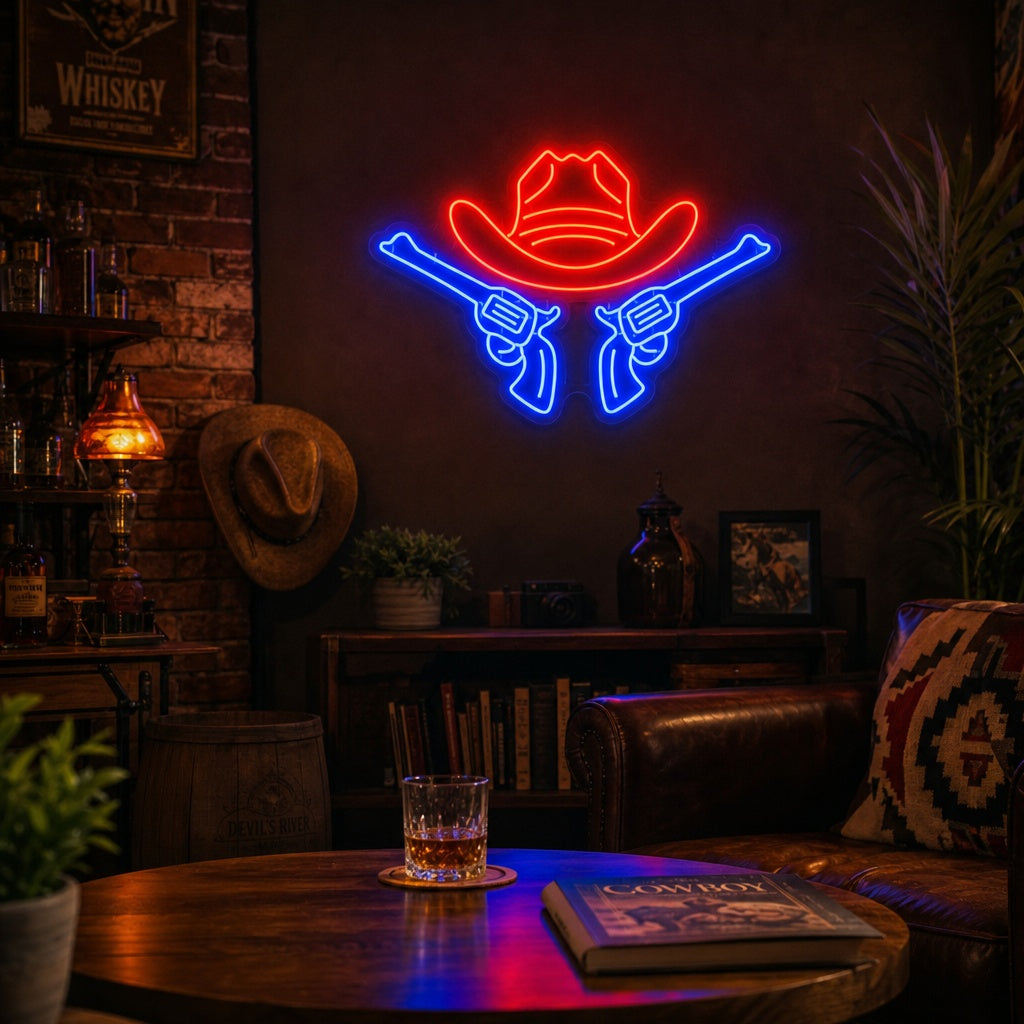 "Cowboy hattu" Neonkyltti