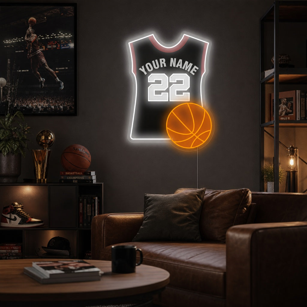 "Custom koripallo ja Jersey" Neonkyltti