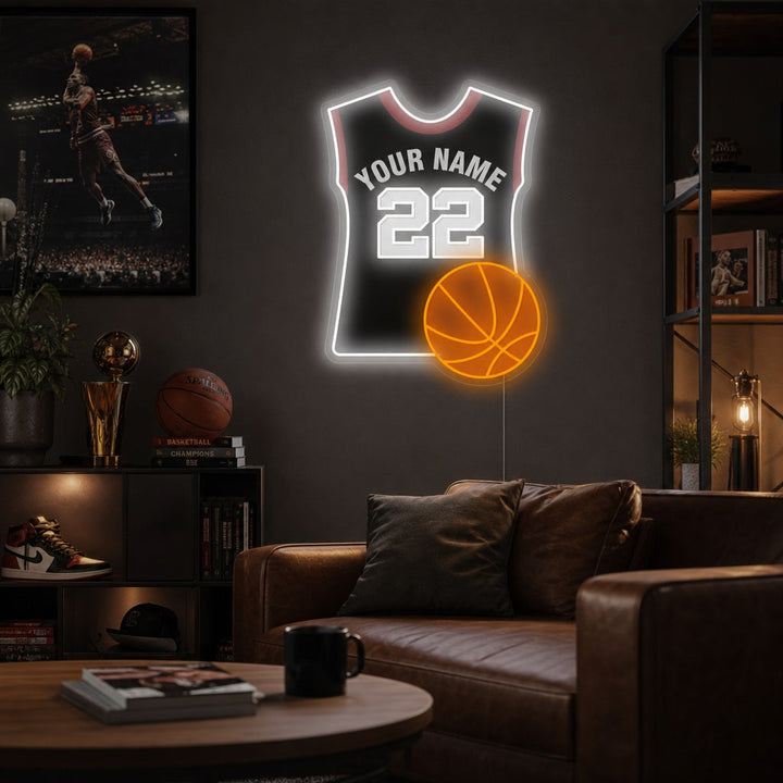"Custom koripallo ja Jersey" Neonkyltti