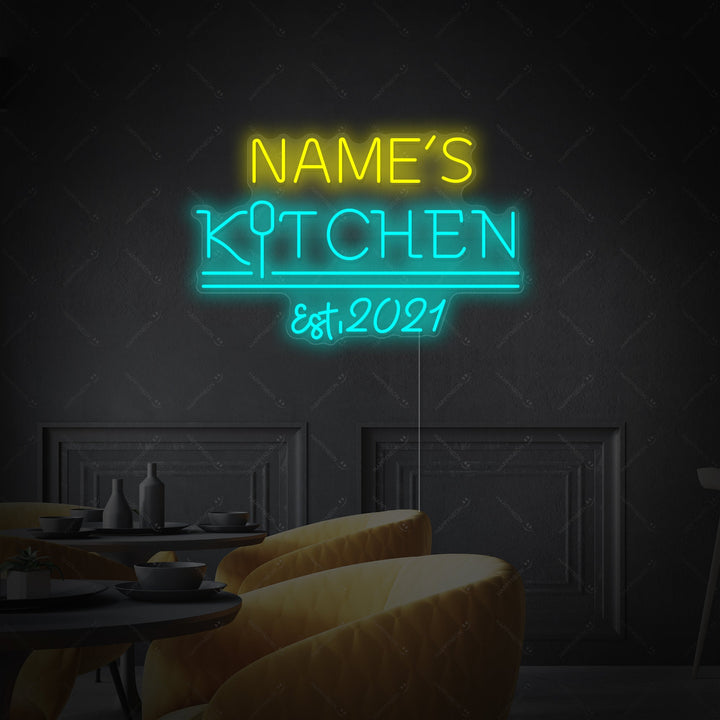 "Custom Kitchen Logo" Neonkyltti