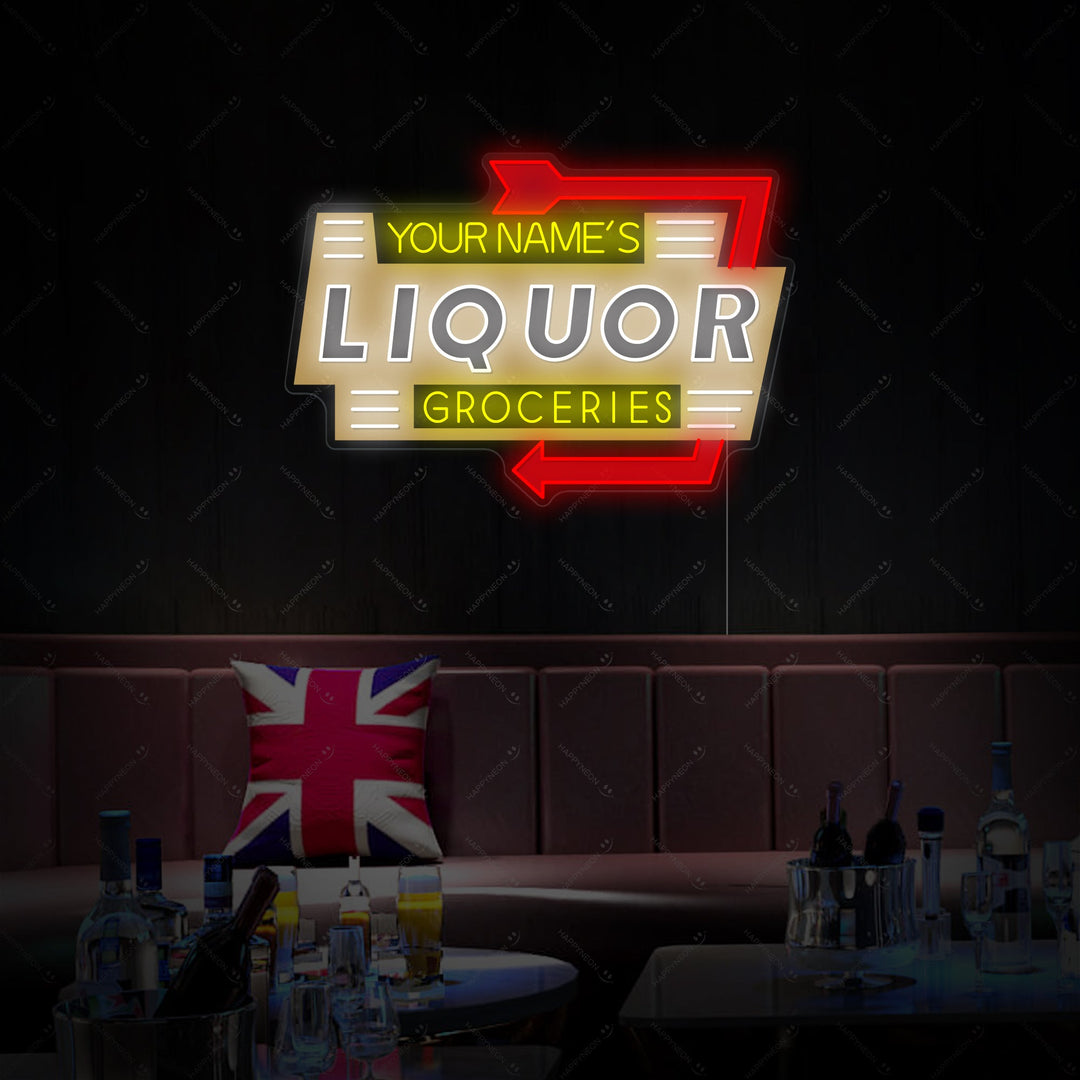 "Custom Liquor Groceries" Neonkyltti