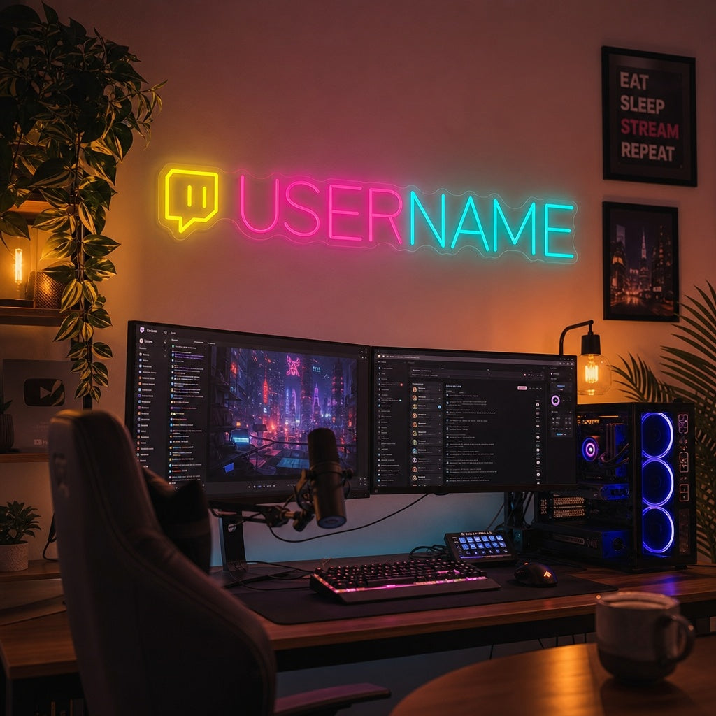 "Mukautettu Twitch-logo" Neonkyltti