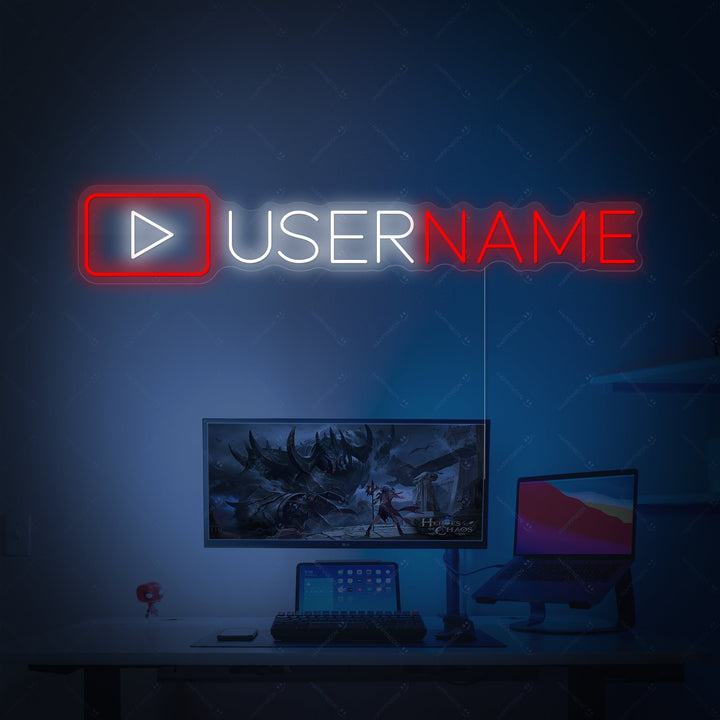 "Mukautettu Youtuber-logo" Neonkyltti