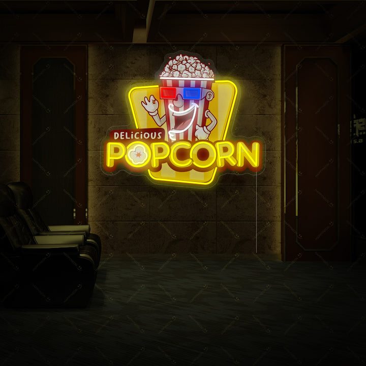 "Delicious Popcorn" Neonkyltti