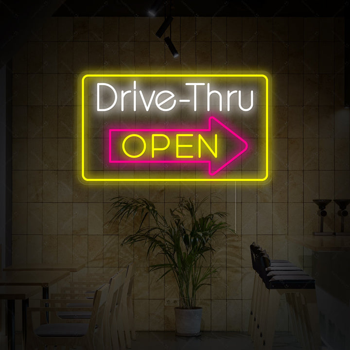 "Drive Thru Open" Neonkyltti