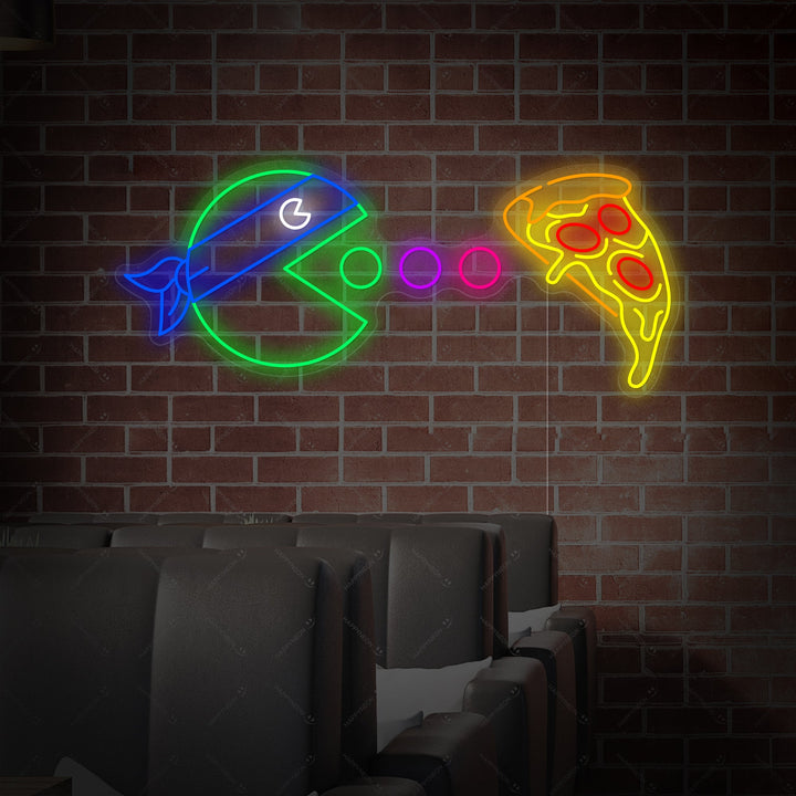 "Syö pizzaa" Neonkyltti