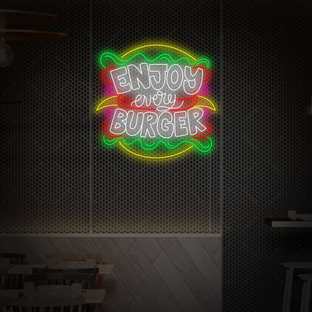 "Enjoy Every Burger" Neonkyltti