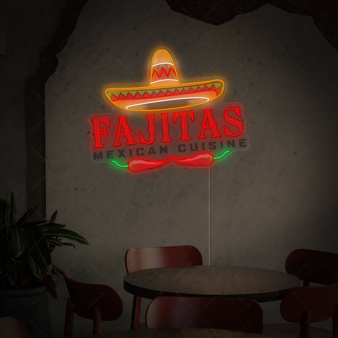 "Fajitas Mexican Cuisine" Neonkyltti