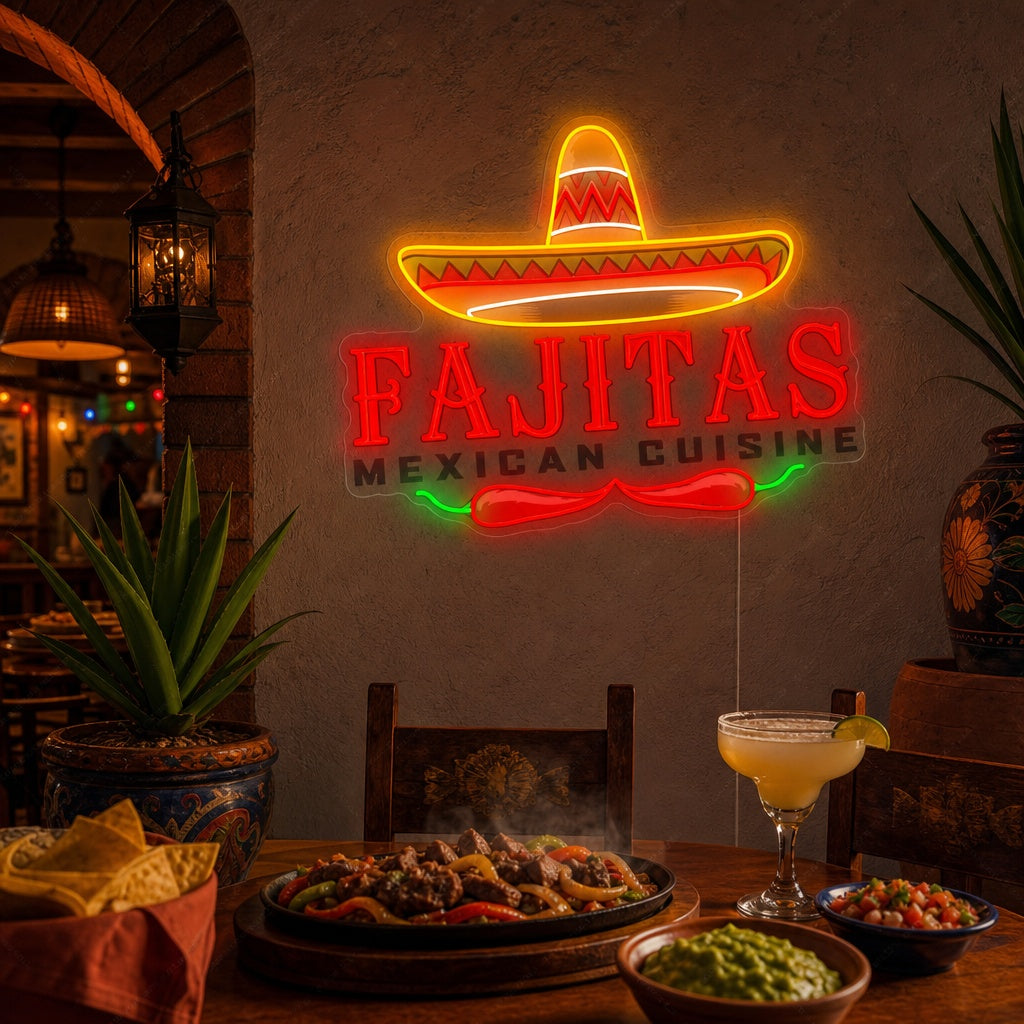 "Fajitas Mexican Cuisine" Neonkyltti