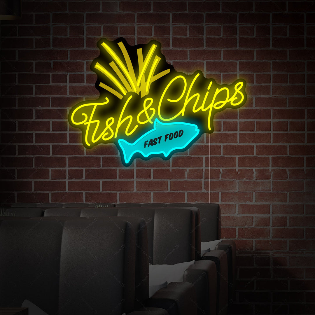 "Fish & Chips" Neonkyltti