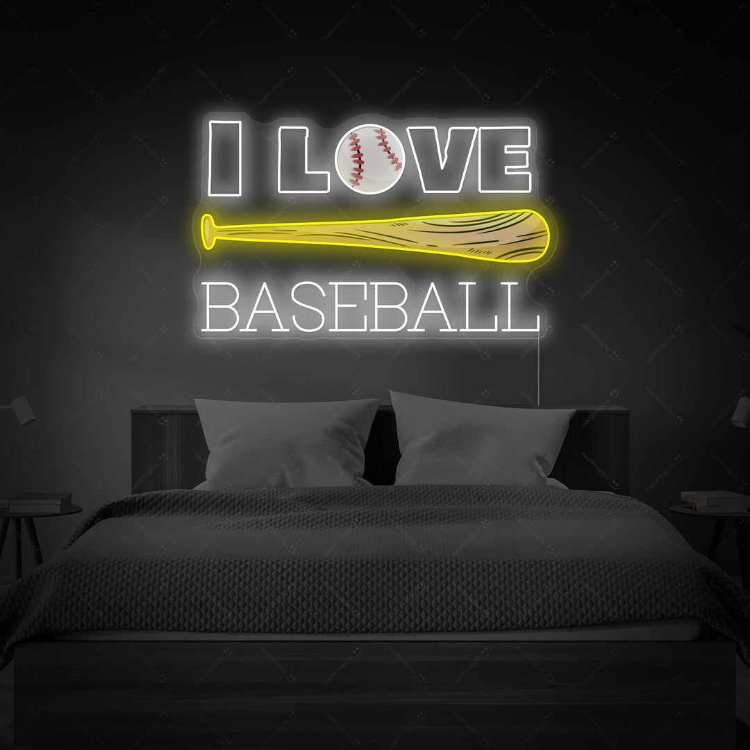 "I Love Baseball" Neonkyltti