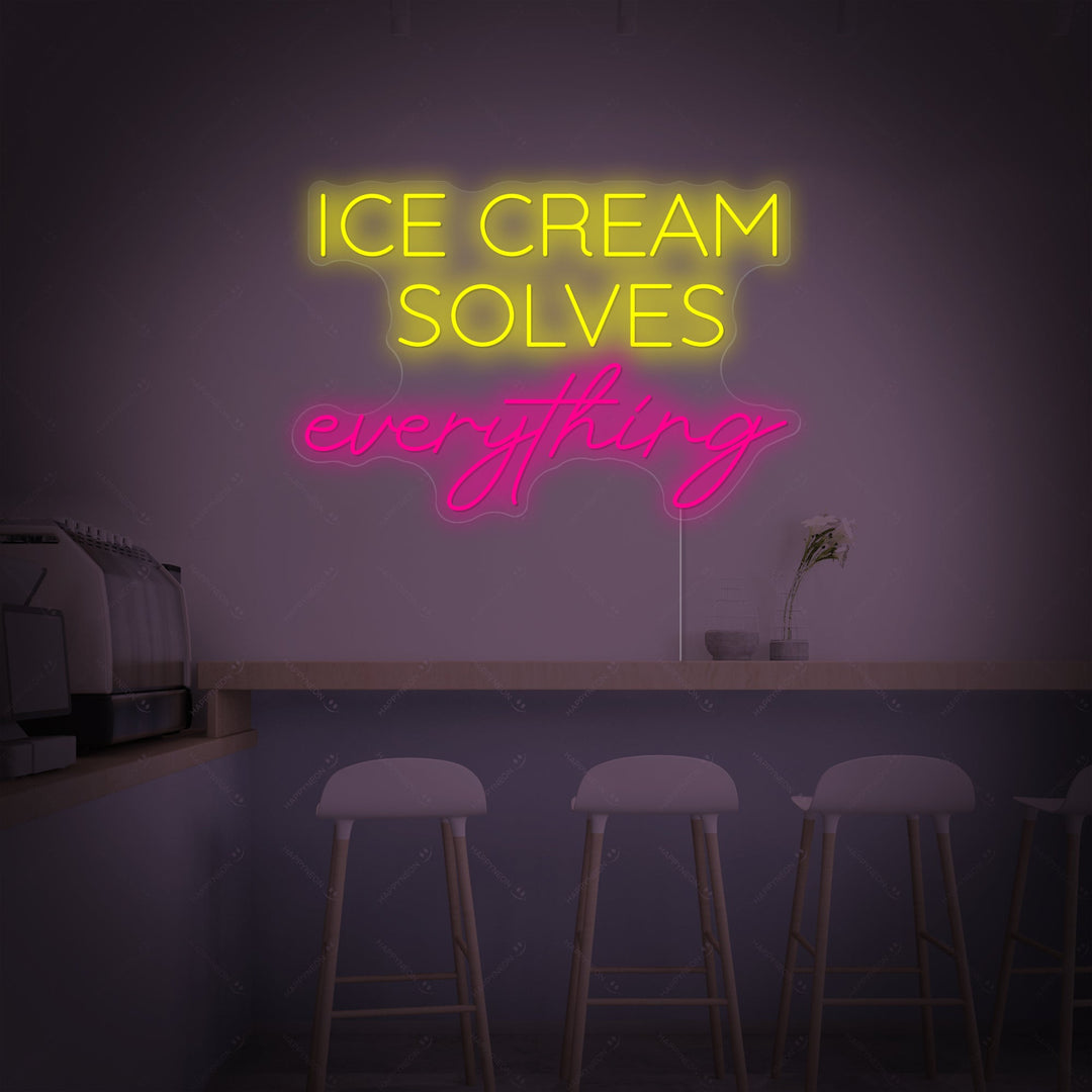 "Ice Cream Solves Everything" Neonkyltti