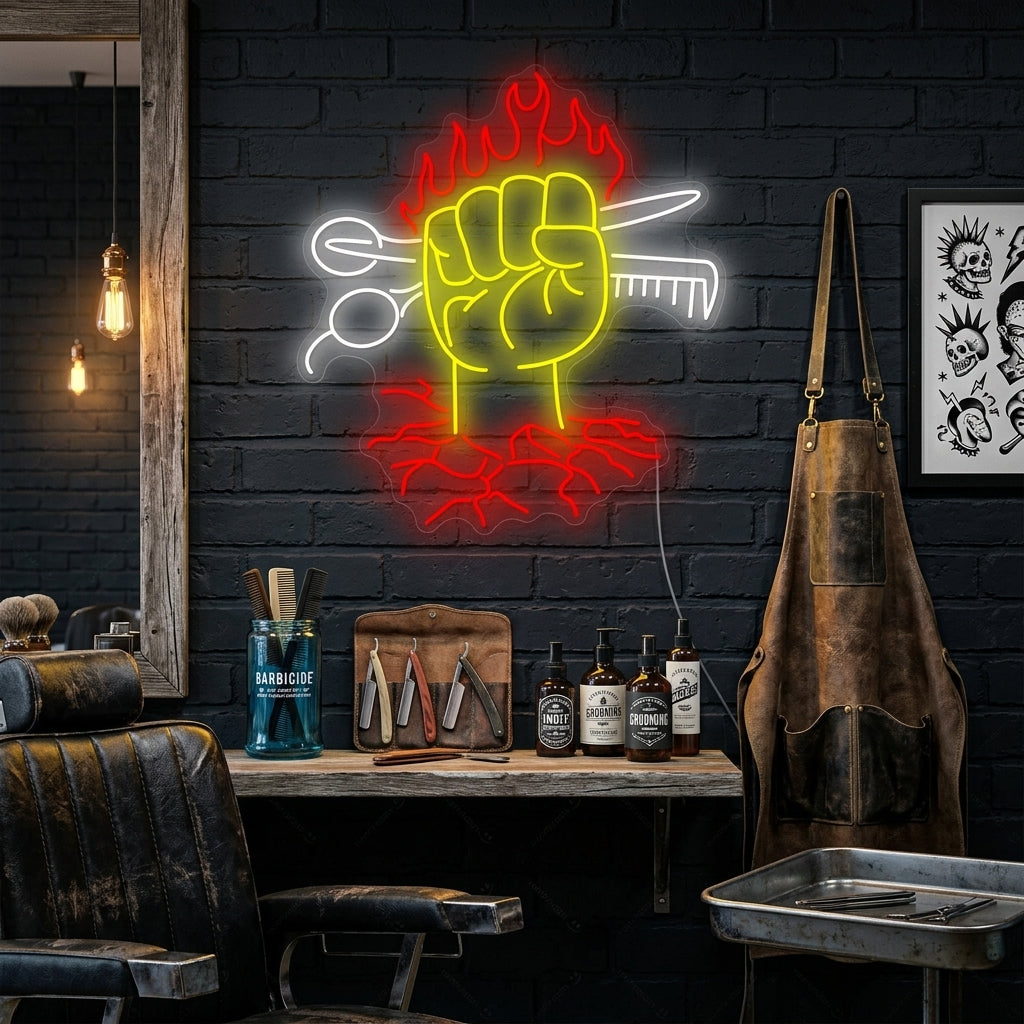 "hiukset kauneussalonki" Neonkyltti