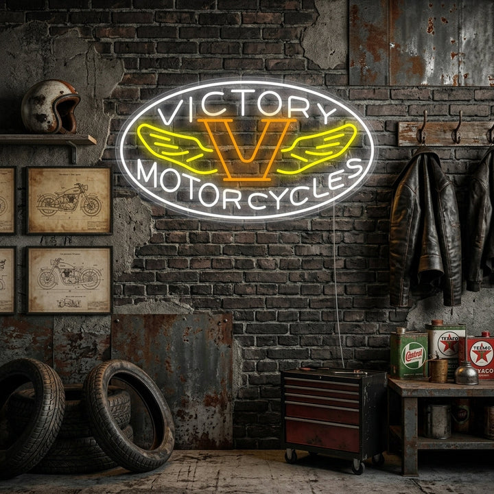 "Motorcycles Victory" Neonkyltti