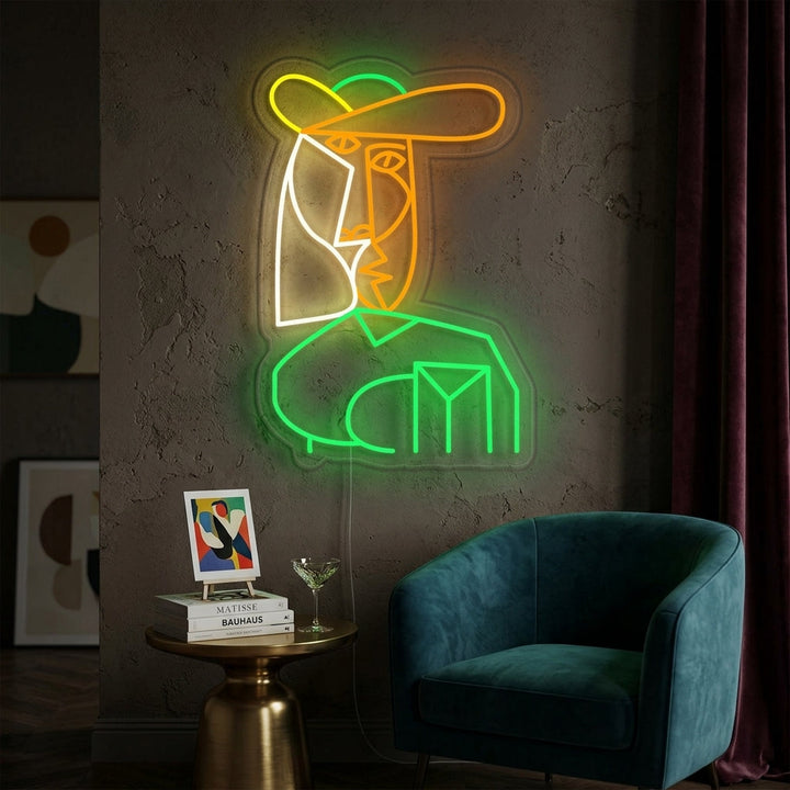 "Naisen Rintakuva Pablo Picasso" Neonkyltti