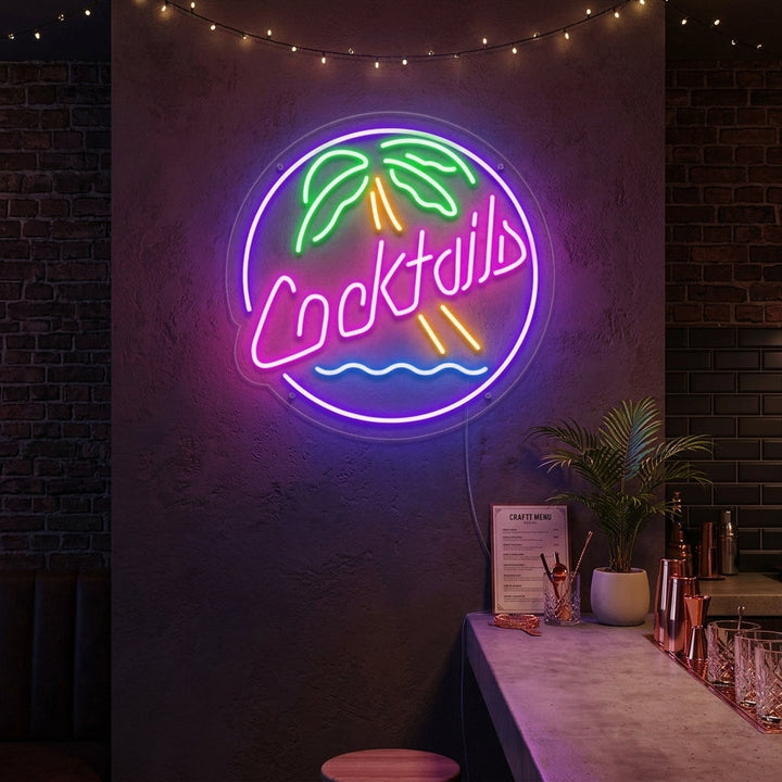 "Cocktails, Olut" Neonkyltti