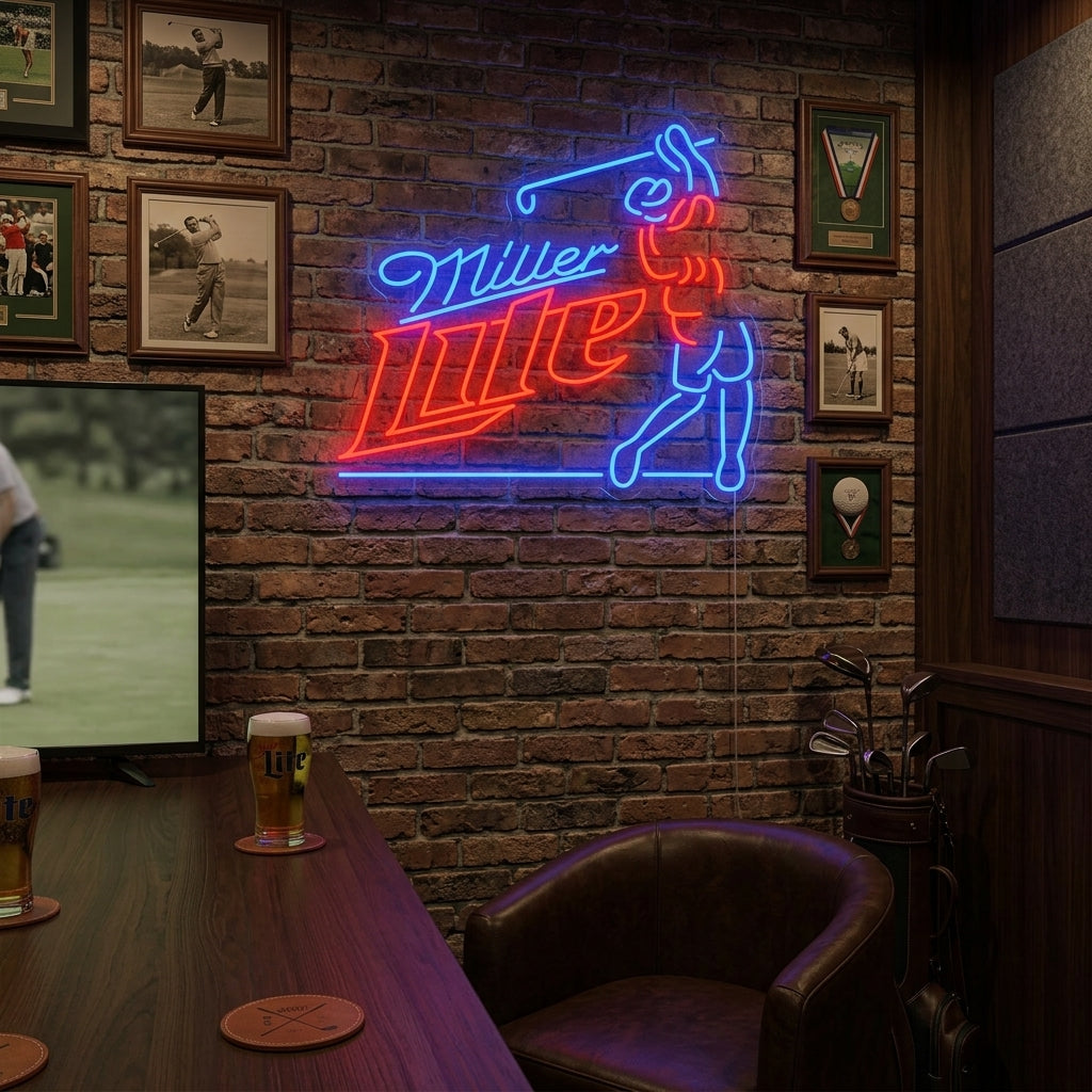 "Golfari ja olut logo" Neonkyltti