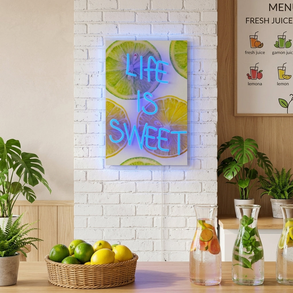 "Life Is Sweet with UV Print Background" Neonkyltti