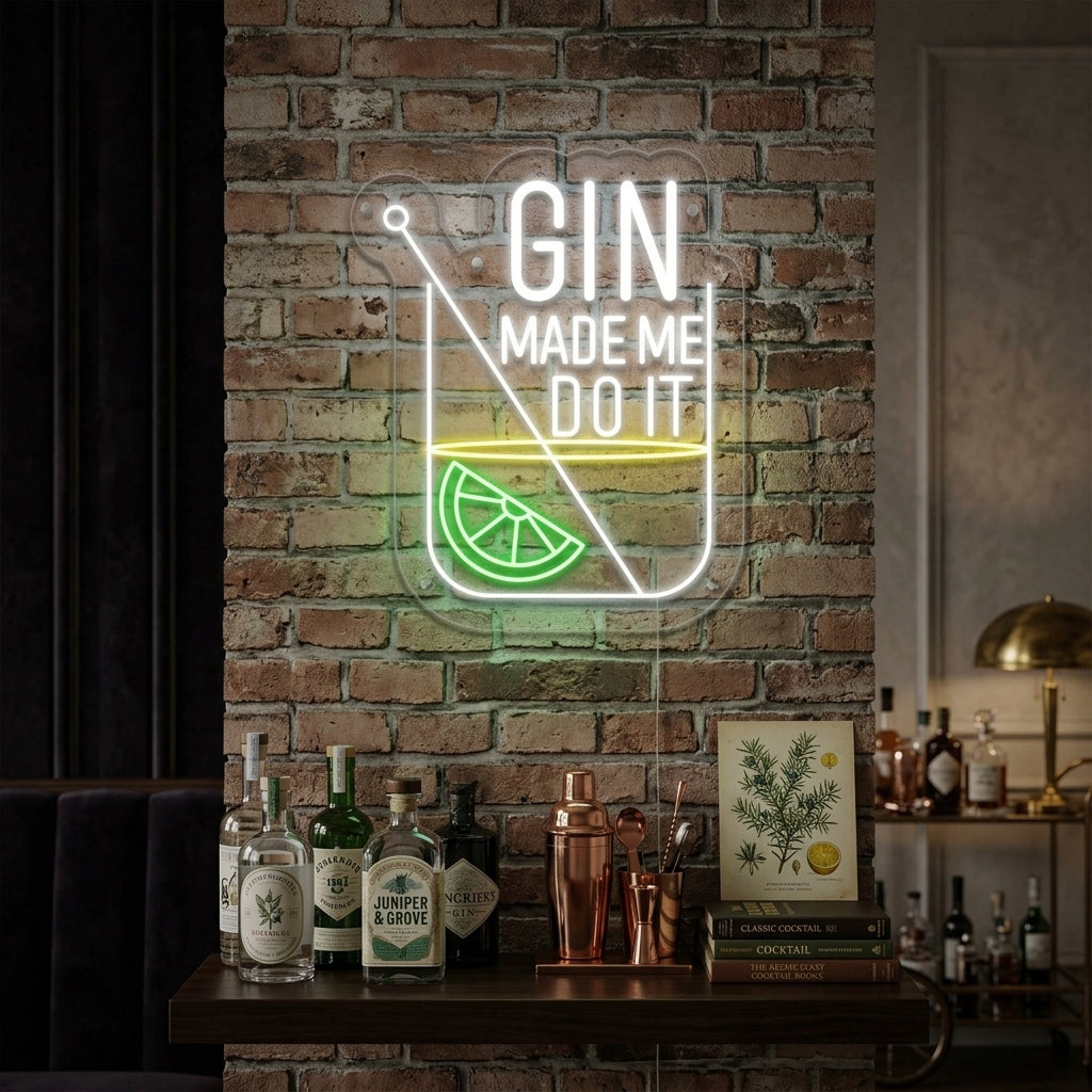 "Gin Made Me Do it Bar" Neonkyltti