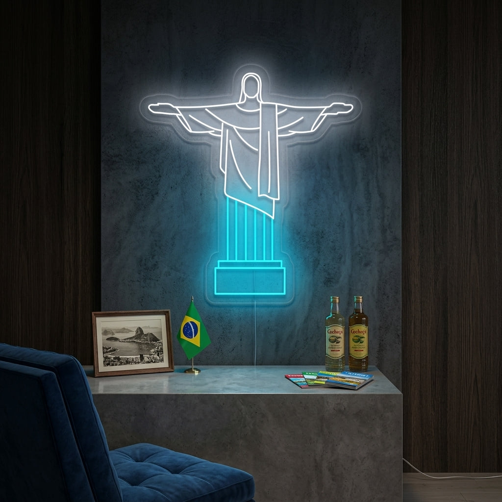 "Brasilian Kristus Vapahtaja" Neonkyltti