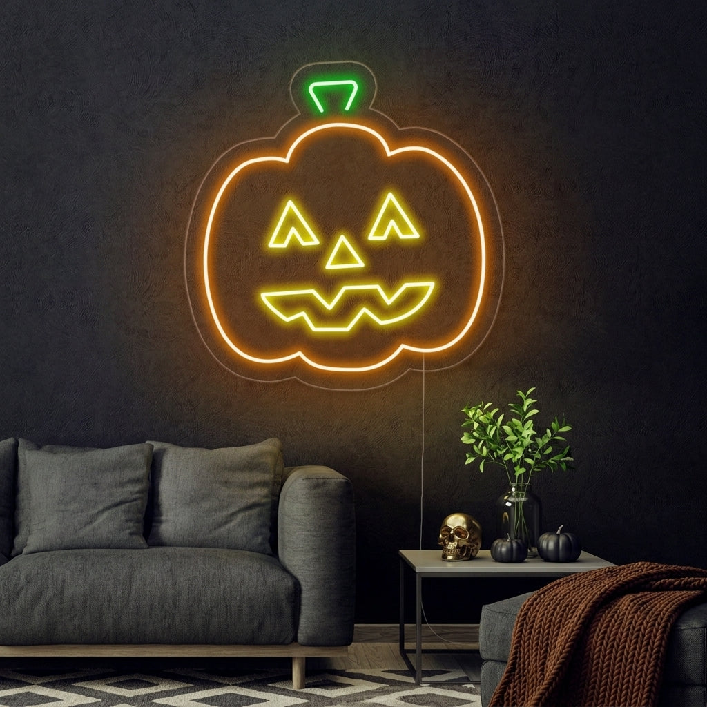 "Halloween-Tyylinen Kurpitsa" Neonkyltti