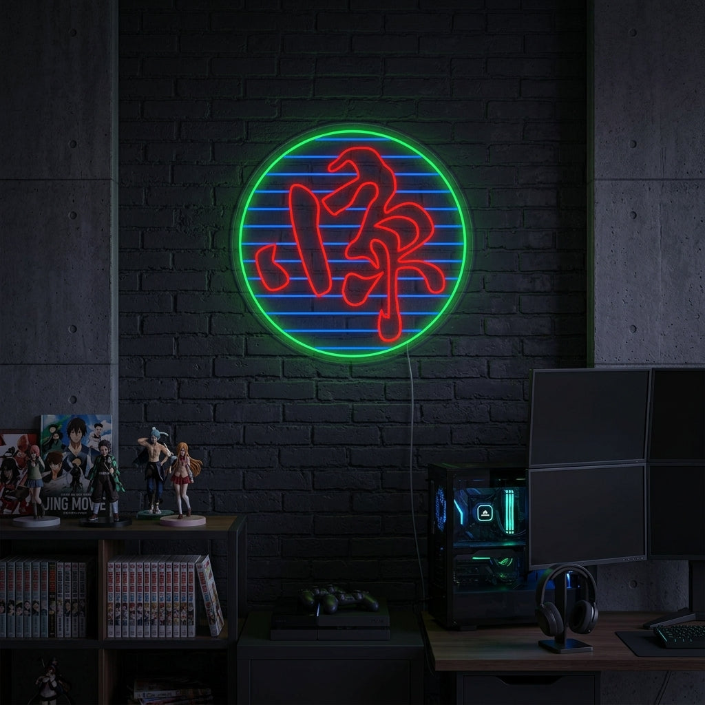 "Kanji Symboli Jing Elokuva" Neonkyltti