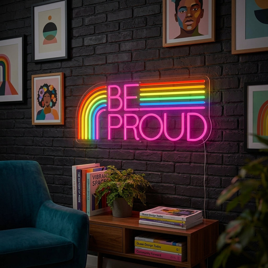 "LGBT Be Proud, Sateenkaari" Neonkyltti