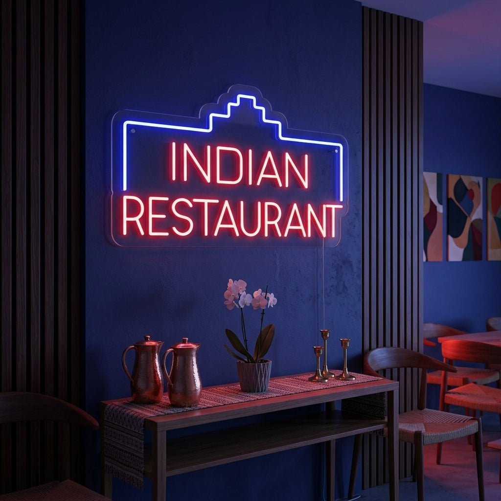 "INDIAN RESTAURANT" Neonkyltti