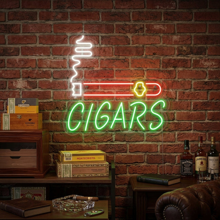 "Cigars, sikarikauppa" Neonkyltti