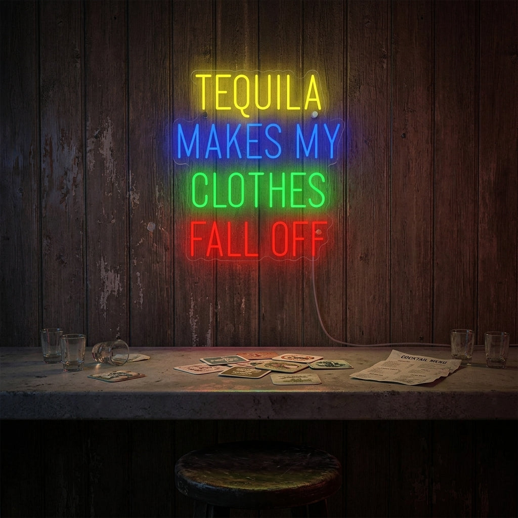 "Tequila Makes My Clothes Fall Off" Neonkyltti