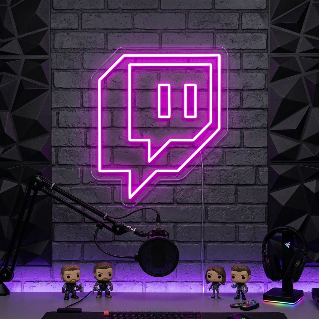 "Twitch Logo, Pelien Sisustus" Neonkyltti