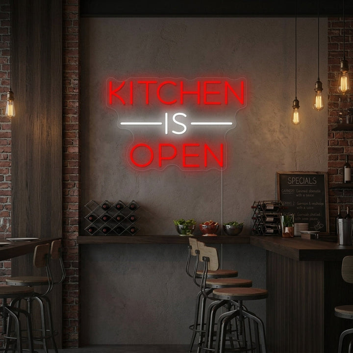 "Kitchen Is Open" Neonkyltti