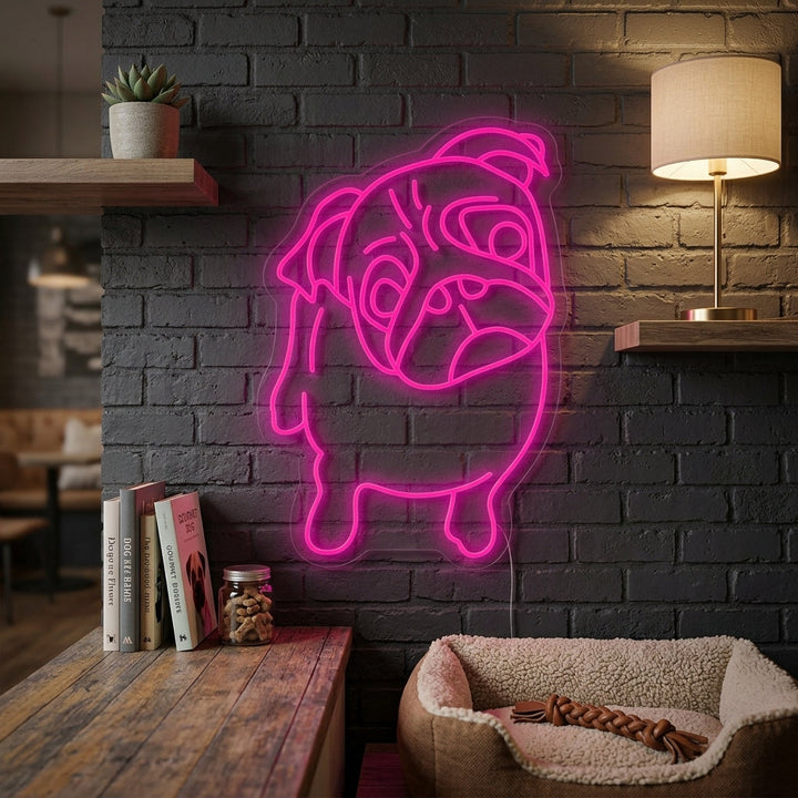 "Söpö Mopsi Koira" Neonkyltti