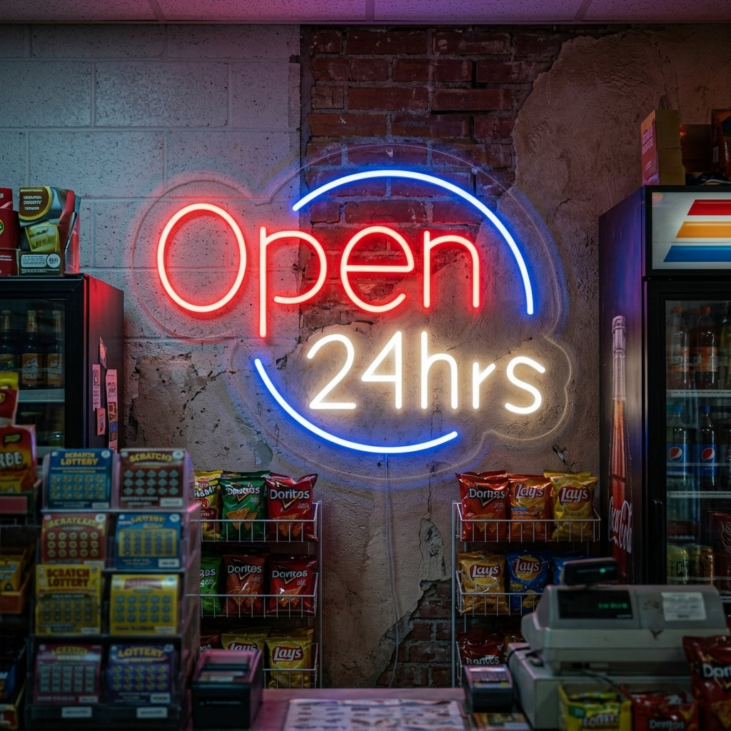 "Open 24 Hrs" Neonkyltti