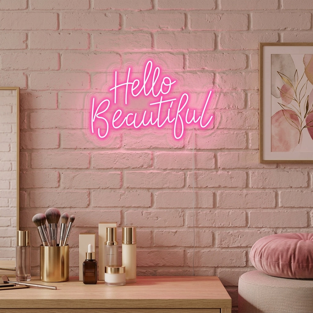 "Hello Beautiful" Neonkyltti