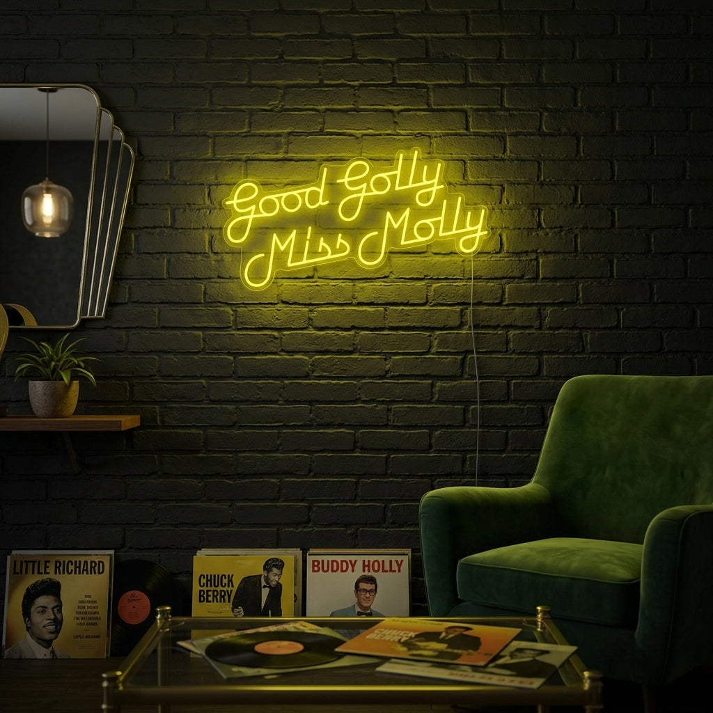 "Good Golly Miss Molly Rockmusiikki" Neonkyltti